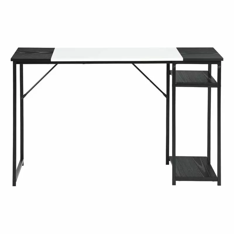 Homycasa Black and White Modern Industrial Computer Desk Storage Shelves Home Office FurnitureR