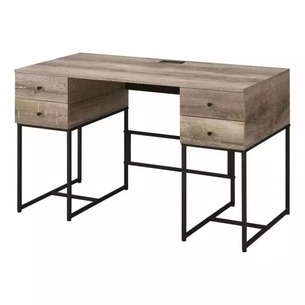 GZXS Desirre Desk Rustic Oak Black Modern Office Desk
