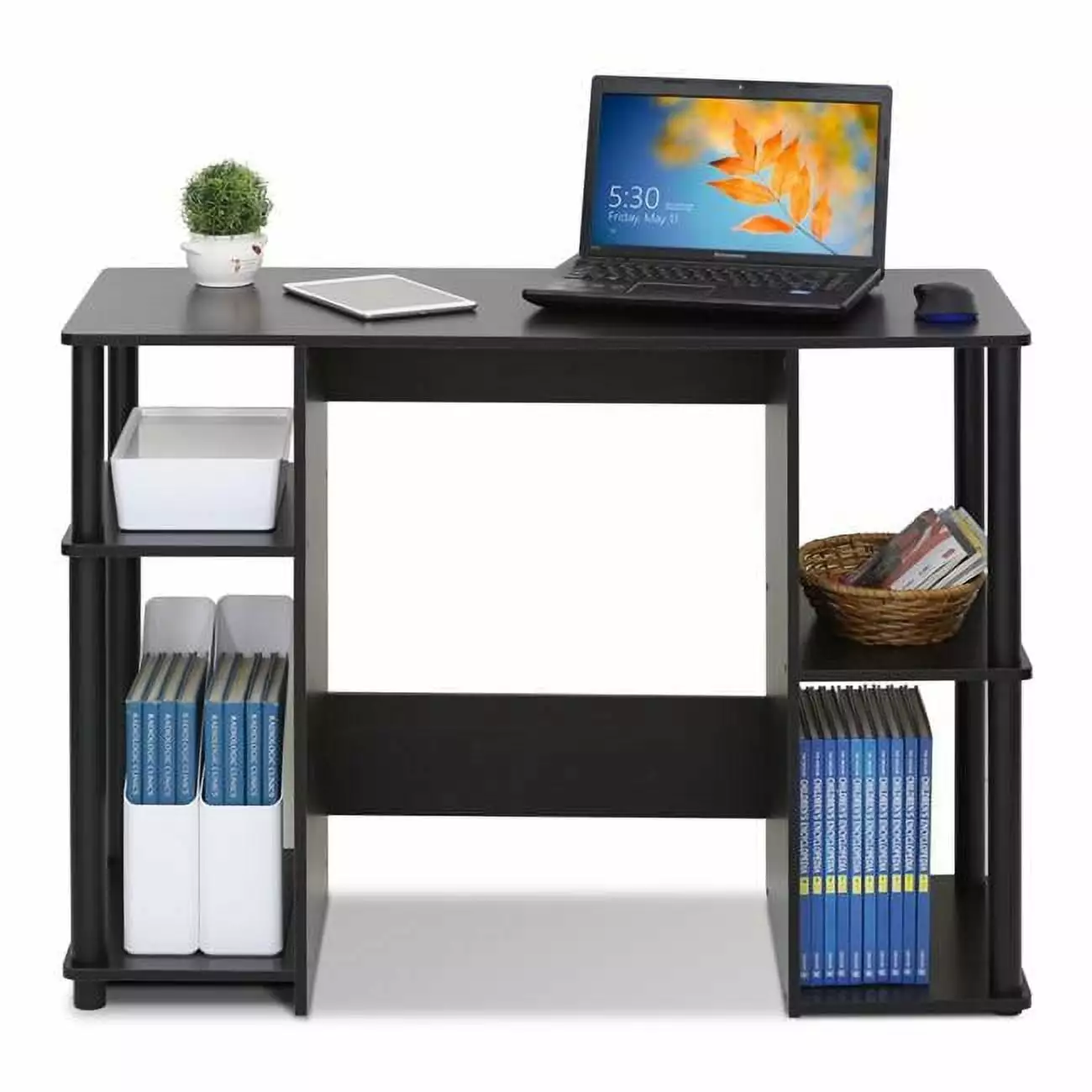 Compact Computer Study Desk Espresso Small Home Office Workstation Table Highkey