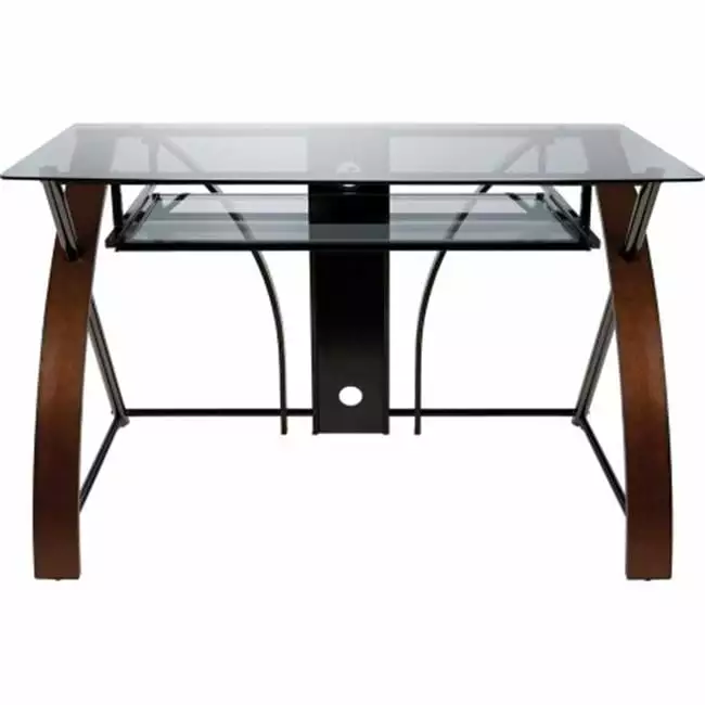 Computer Desk Curved Wood - Elegant Home Office Workstation Highkey