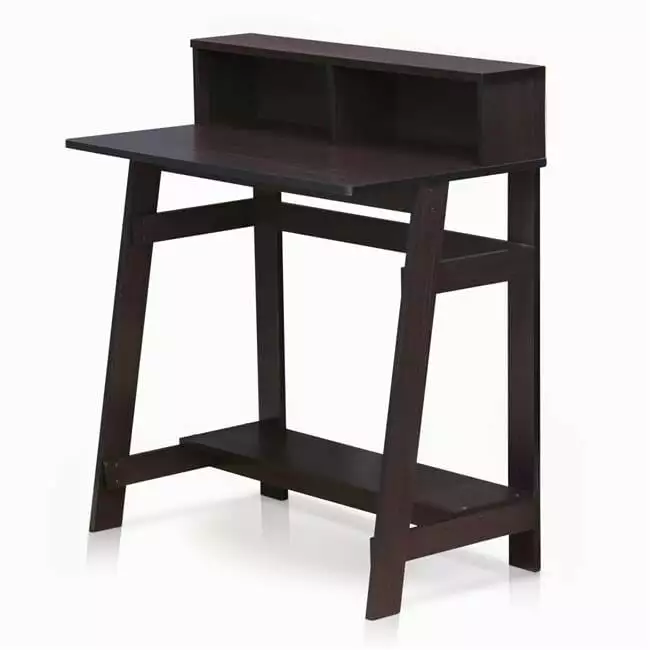 Simplistic Frame Computer Desk Dark Walnut Modern Home Office Writing Table Highkey