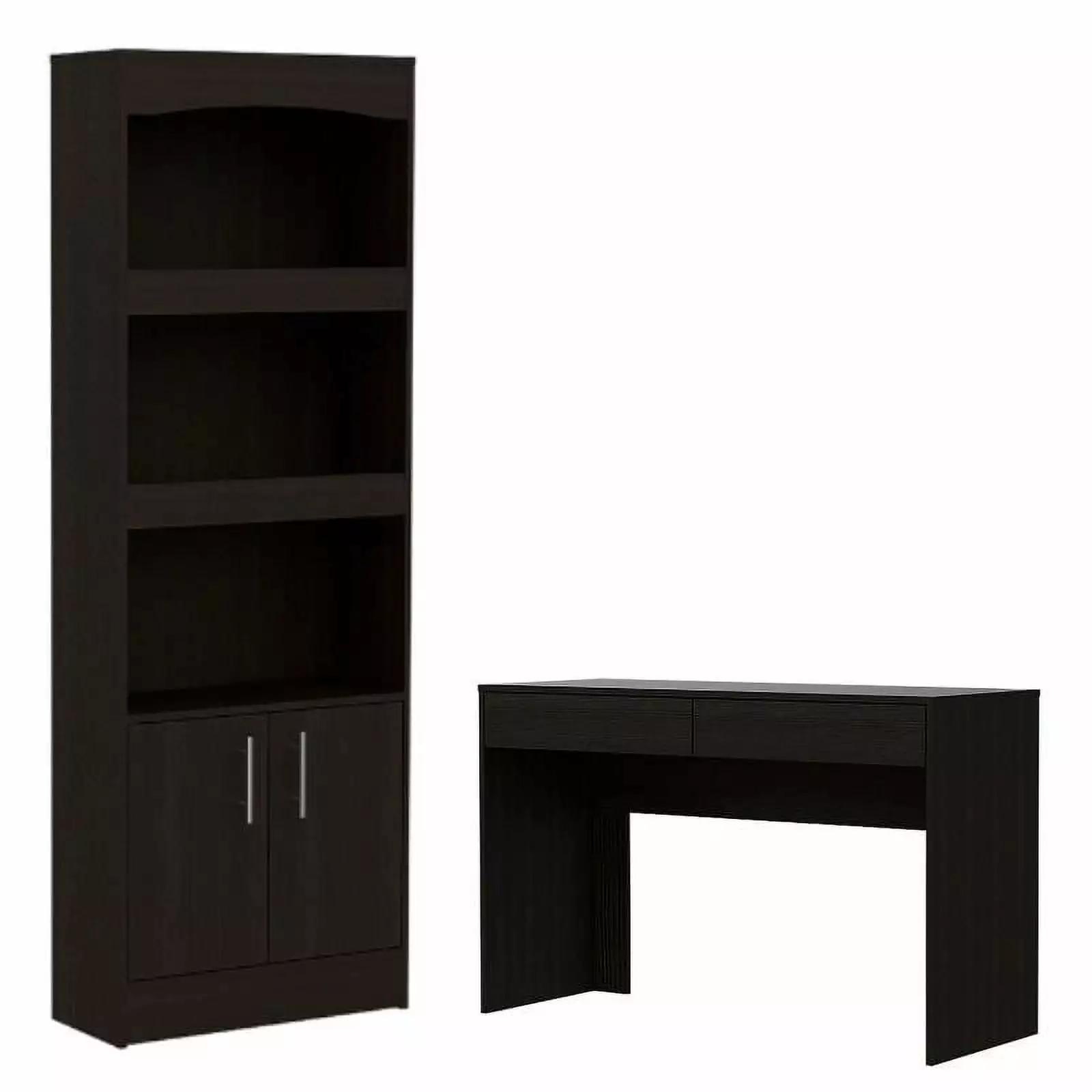 Home Square 2-Piece Cabinet Bookcase Computer Desk