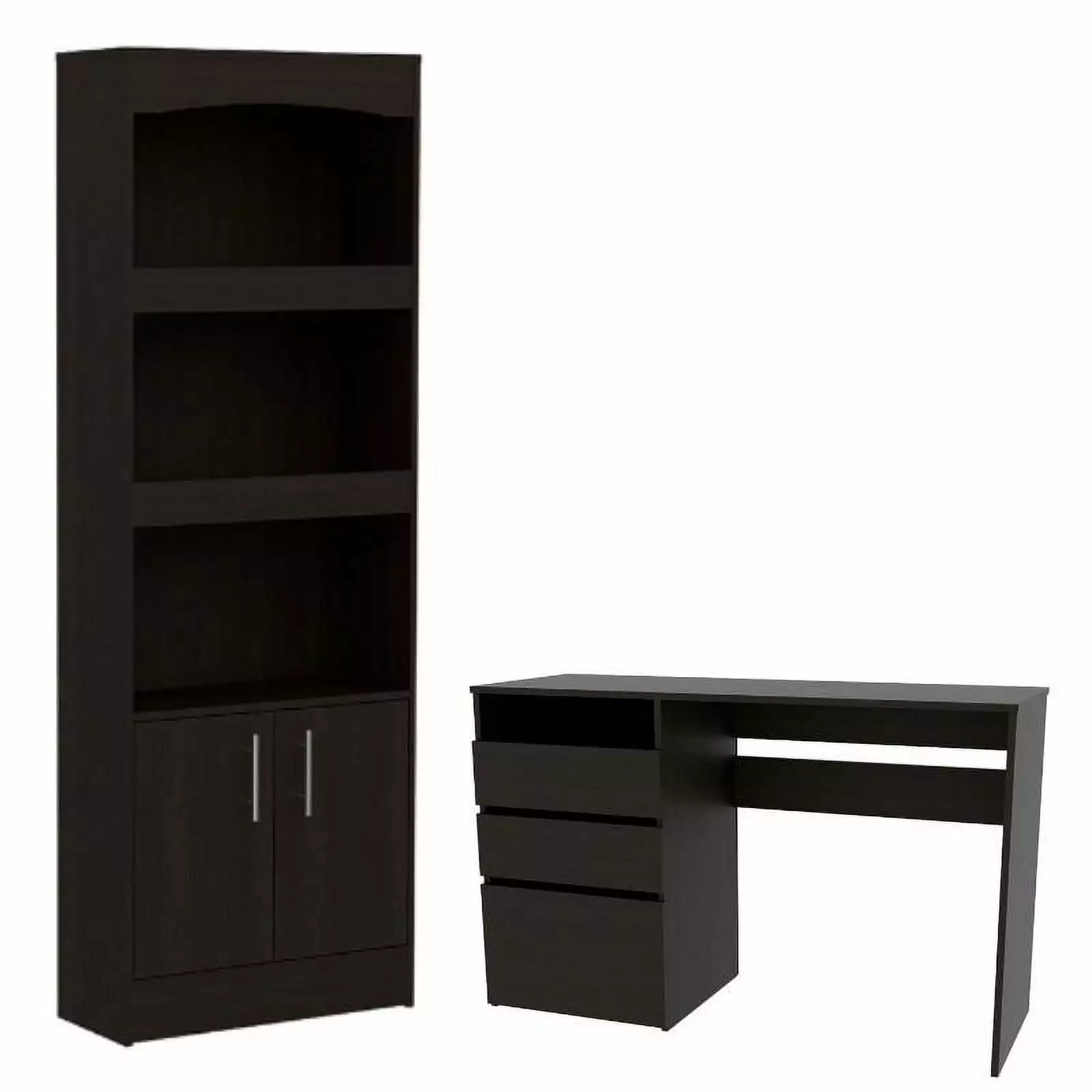 Home Square 2-Piece Set Cabinet Bookcase and Three Drawer Computer Desk Home Office