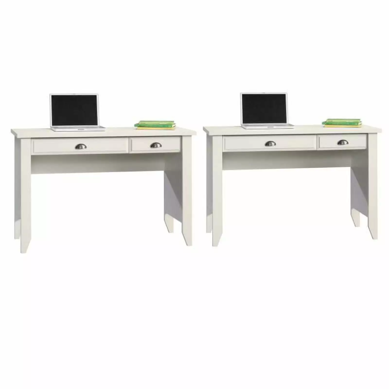 Home Square 2 Piece Modern Wood Computer Desk Set Soft White