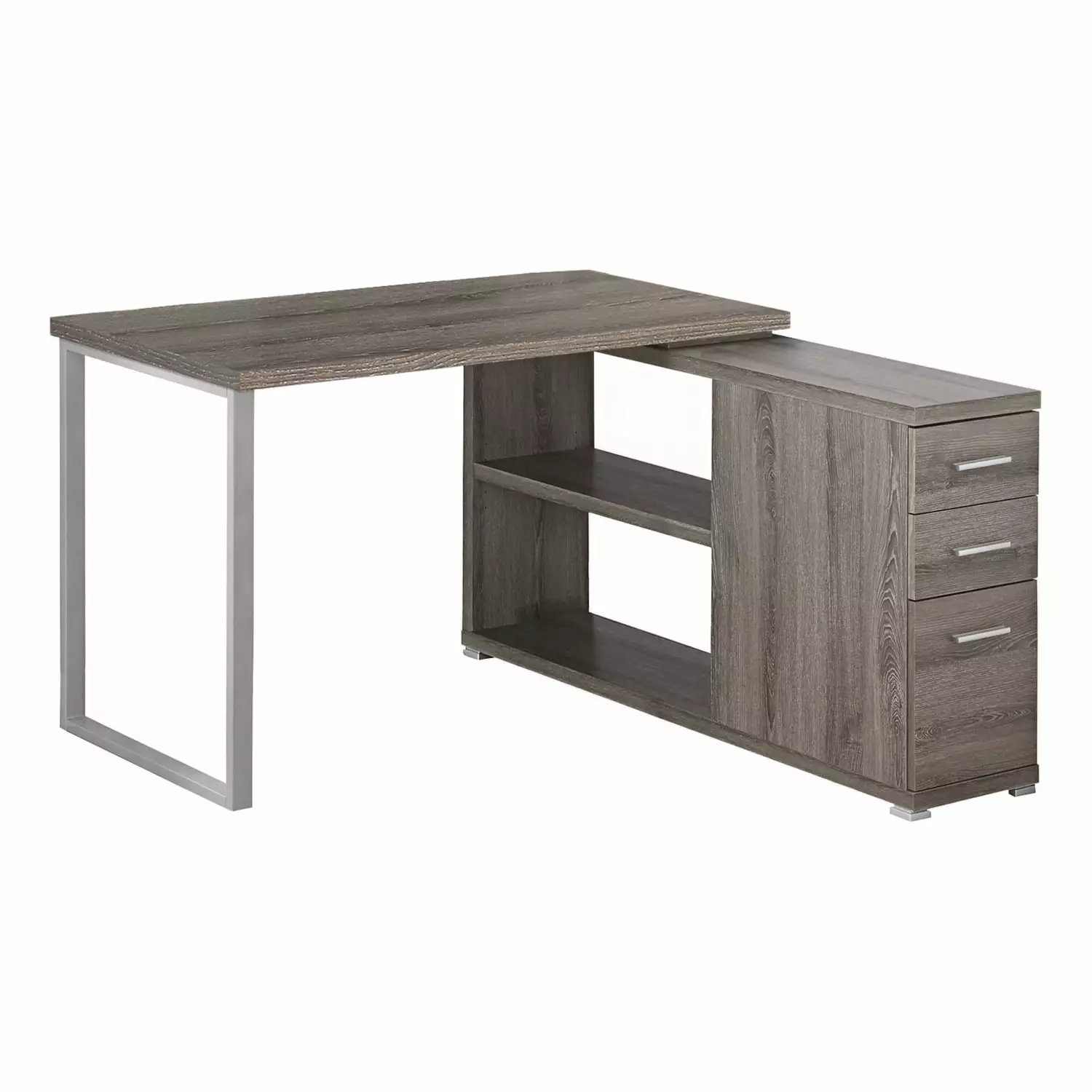 29.5 Dark Taupe Particle Board & Silver Metal Computer Desk HomeRoots