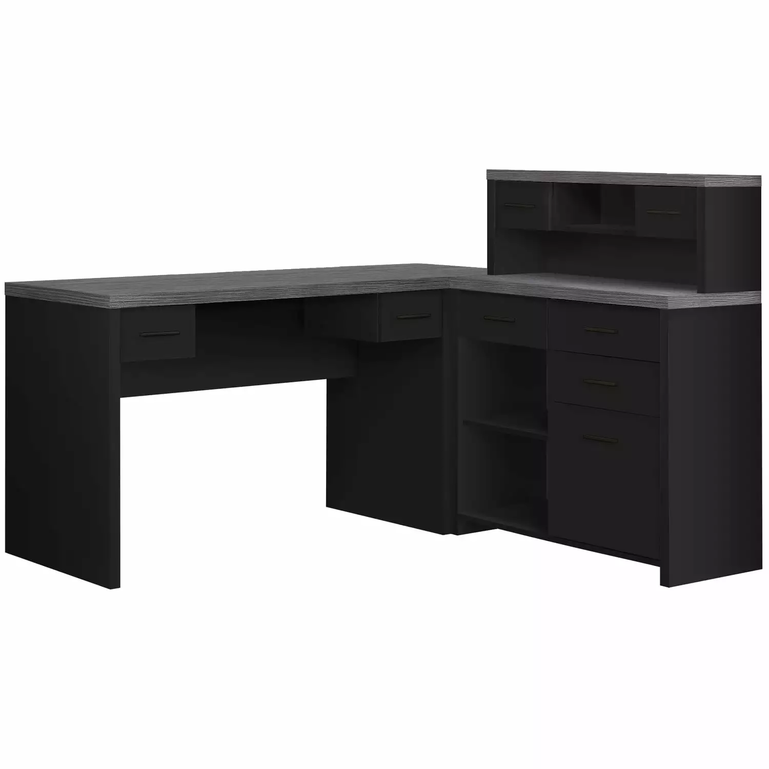HomeRoots 44.75 Black & Grey Particle Board Laminate & MDF Computer Desk