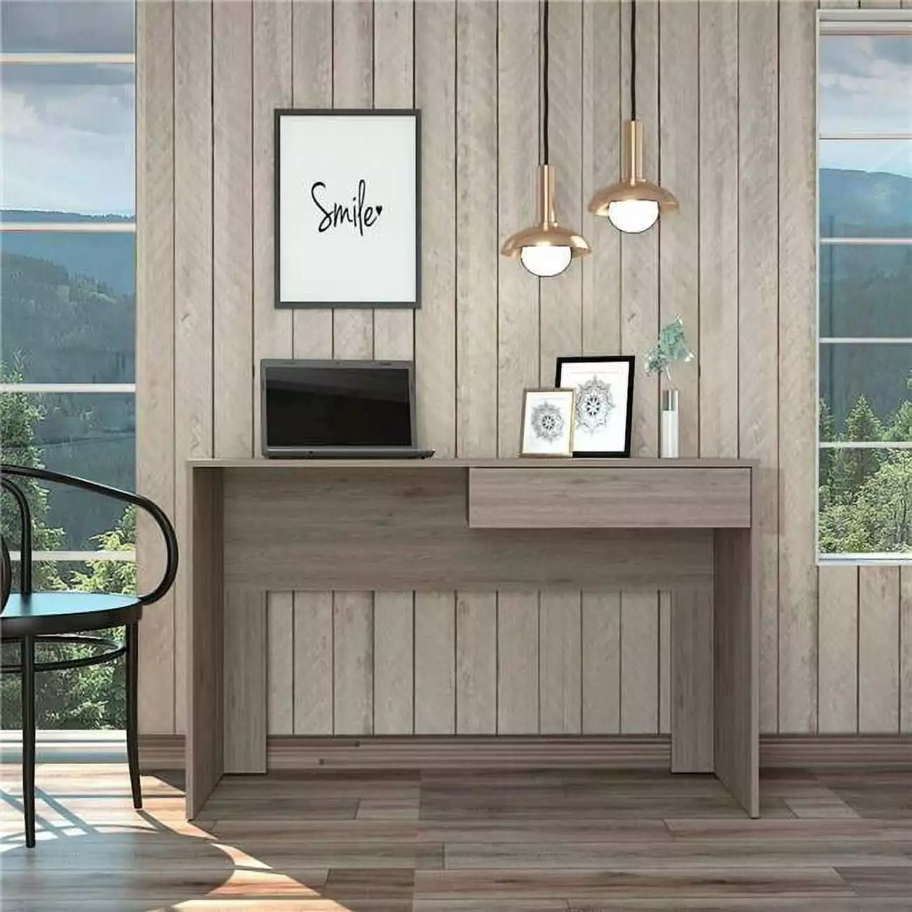 HomeRoots Clio Light Gray Computer Desk Drawer - Compact Home Office Desk