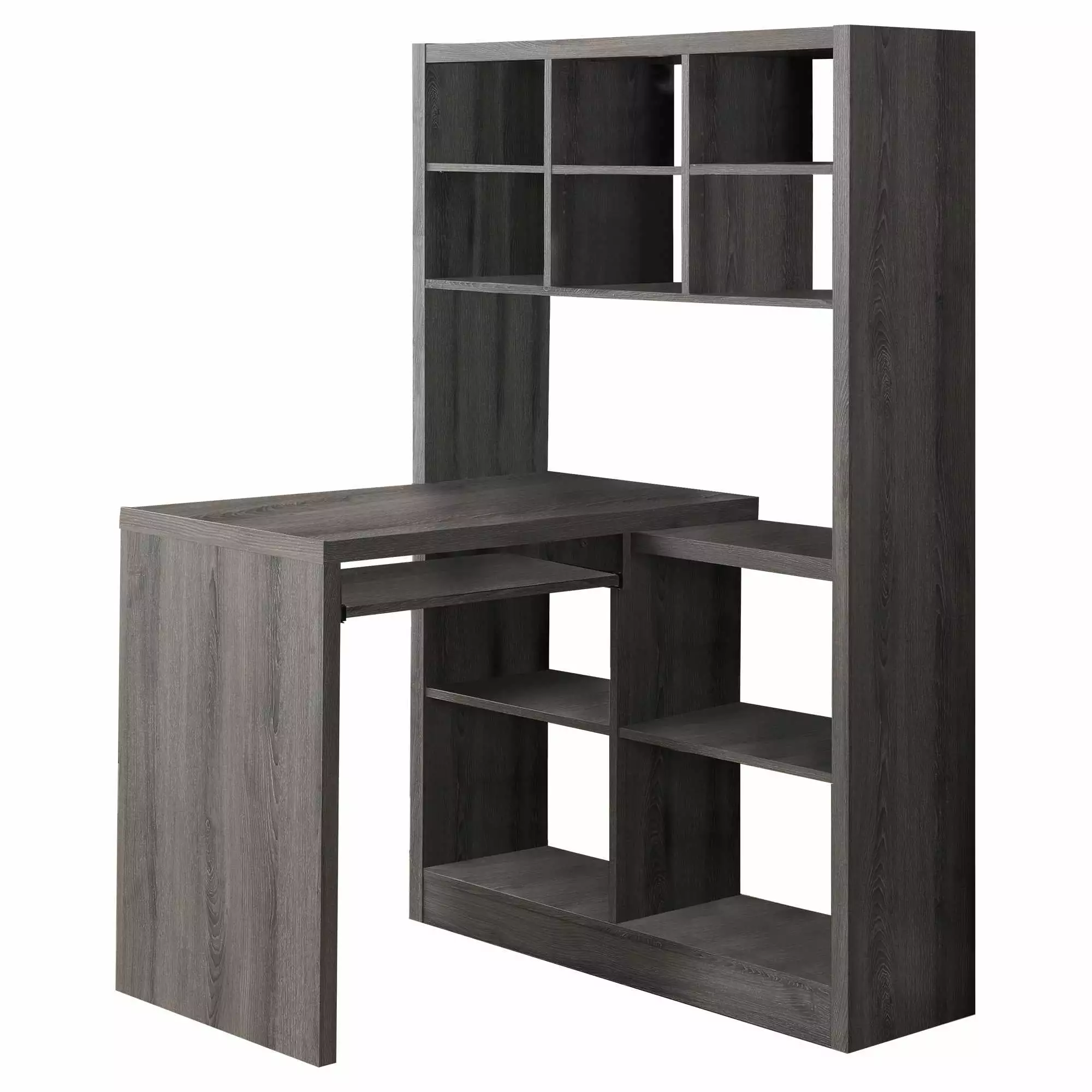 HomeRoots 60 . Dark Taupe Particle Board Computer Desk - Simple and Functional