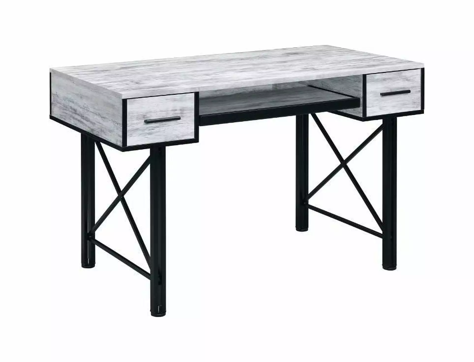 Homiyad Computer Desk Antique White and Black Finish Modern Home Office Workstation