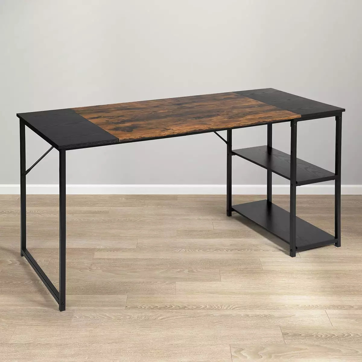 Homy Casa 55Inch Rustic Student Laptop Writing Desk Storage Shelves