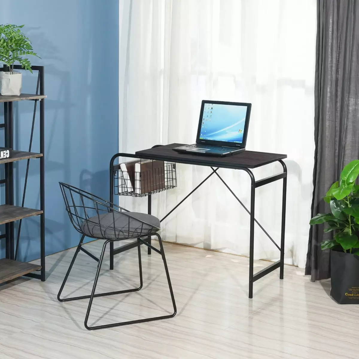 Homylin Industrial 39 Writing Computer Desk Steel Basket