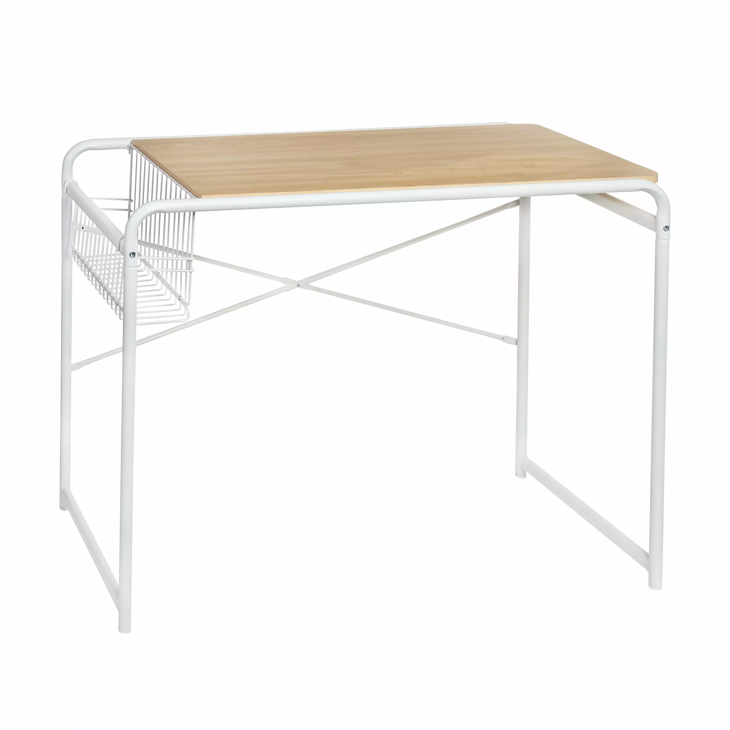 Honey-Can-Do Home Modern Computer Desk Side Basket White Natural