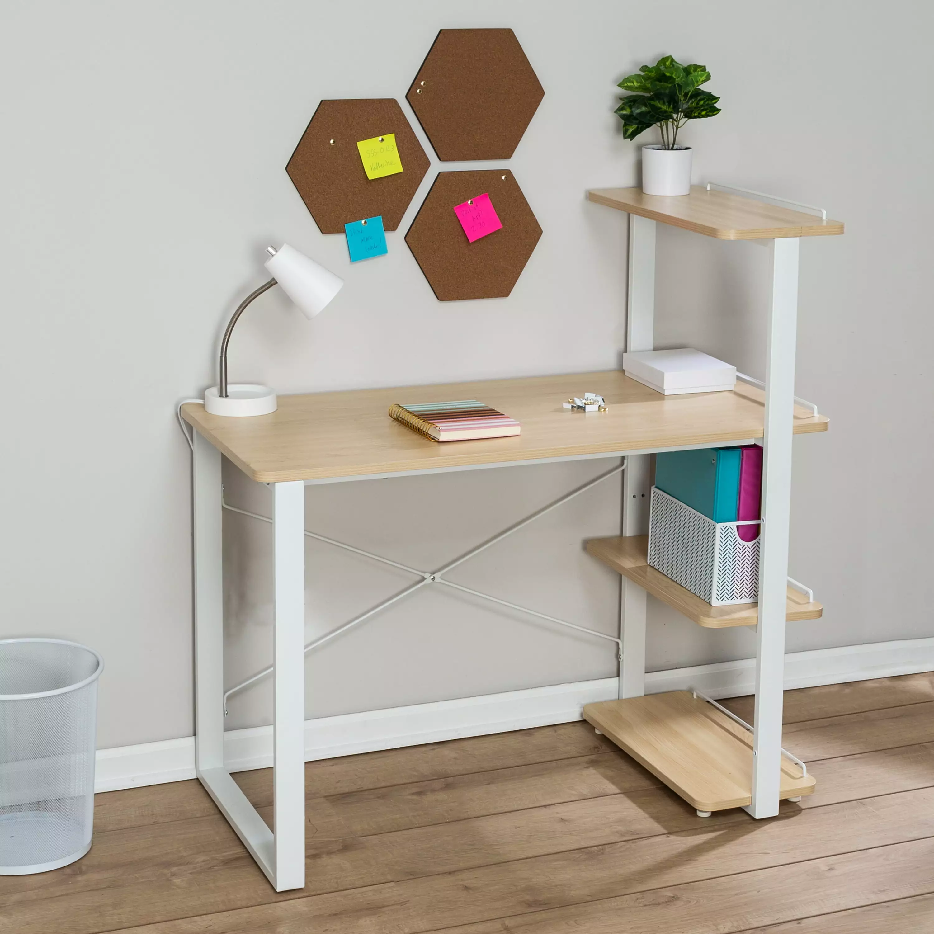 Honey-Can-Do White Home Office Computer Desk Shelves