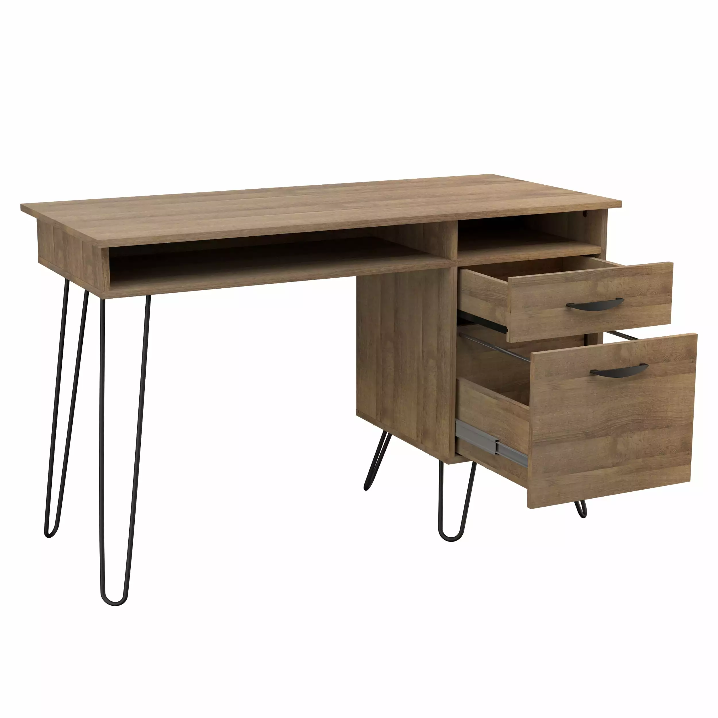 Inval 2-Drawer Mid-Century Brown Amaretto Computer Desk