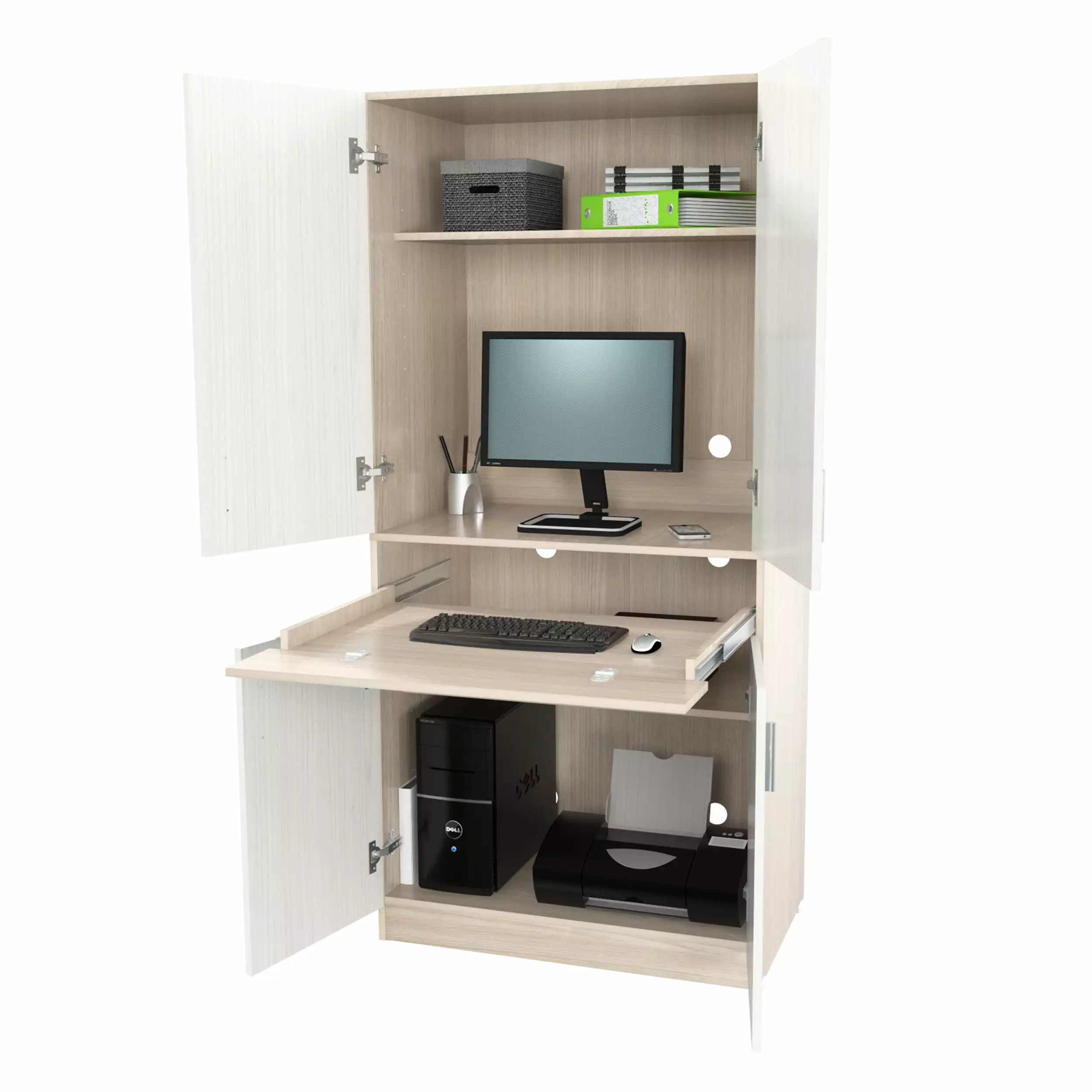 Inval America 4-Shelf Modern Wood Computer Desk Washed Oak - Home Office Desk