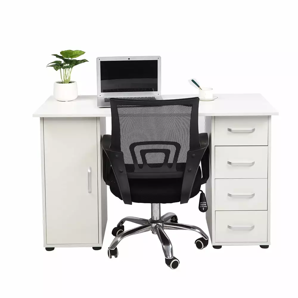 iTopRoad White Home Office Wood Computer Desk Drawer and Cabinet