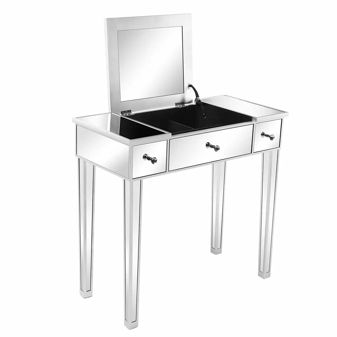80x38x76cm MDF Computer Desk Flip Top Mirror Surface Silver KAAYEE