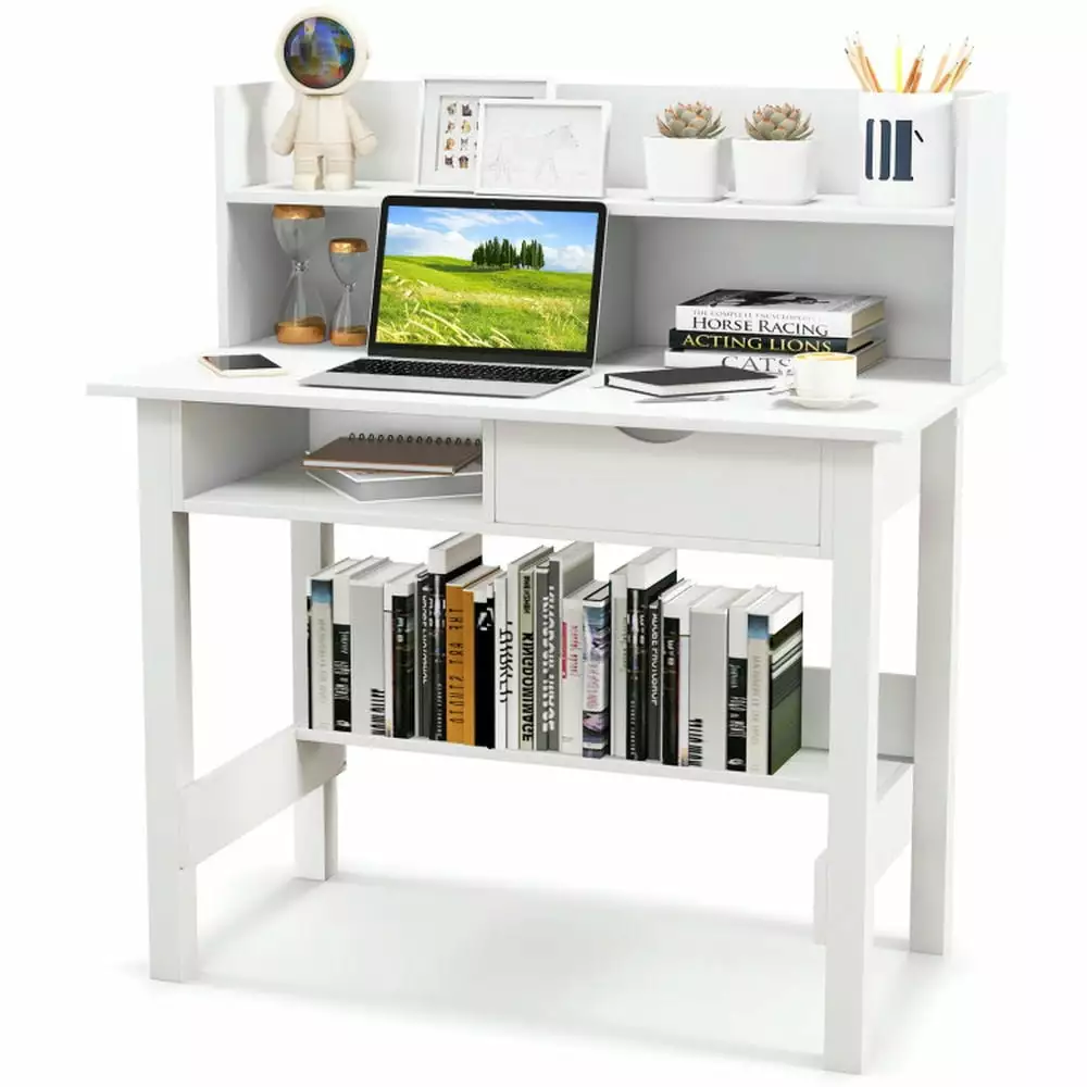 Kepooman Home Office Computer Desk Storage Shelves and Drawer Working Studying