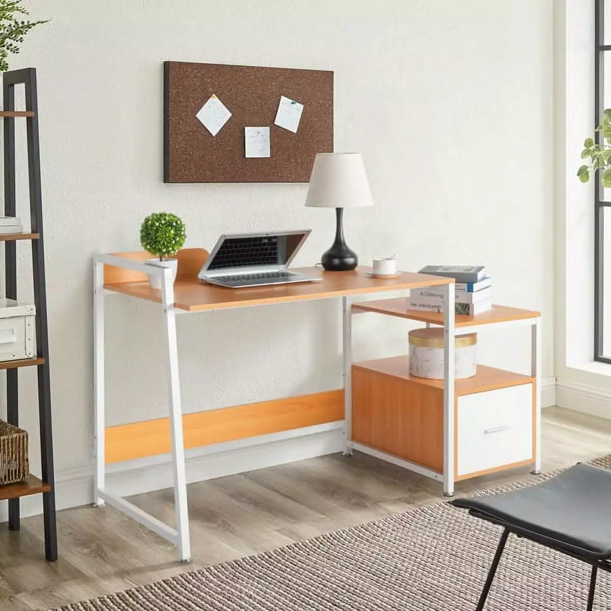 Knocbel Functional Wood Computer Desk USB Ports and Wireless Charging