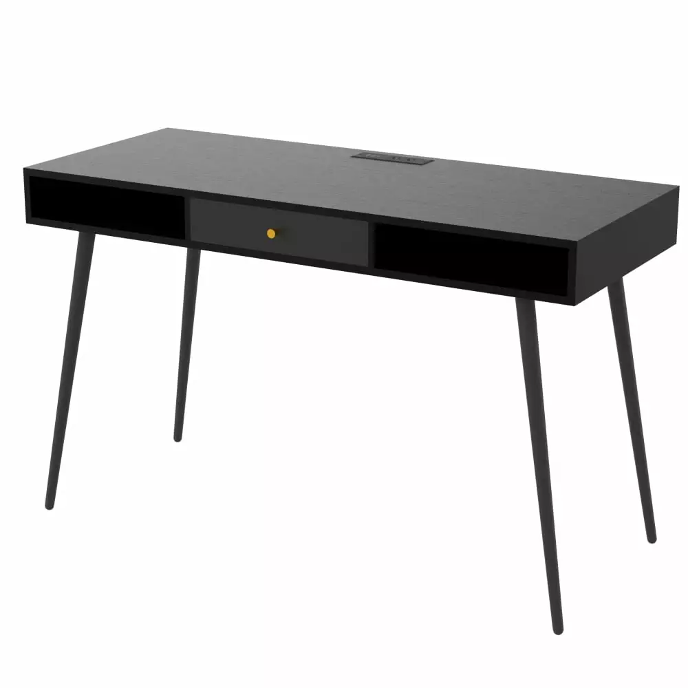 Modern Computer Desk USB Ports Power Outlet Drawer Writing Table Study Desk Multifunctional Wood Office Desk Kojooin