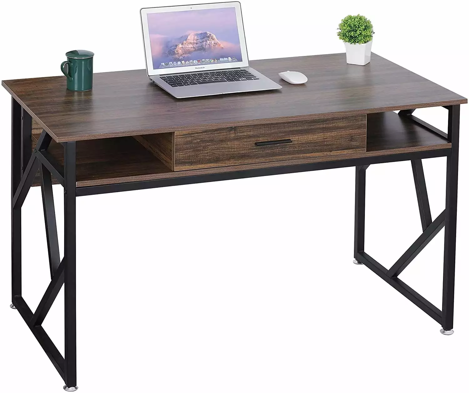 lafuria 47 Inch Computer Desk Drawer Wood Grain Finish Home Office