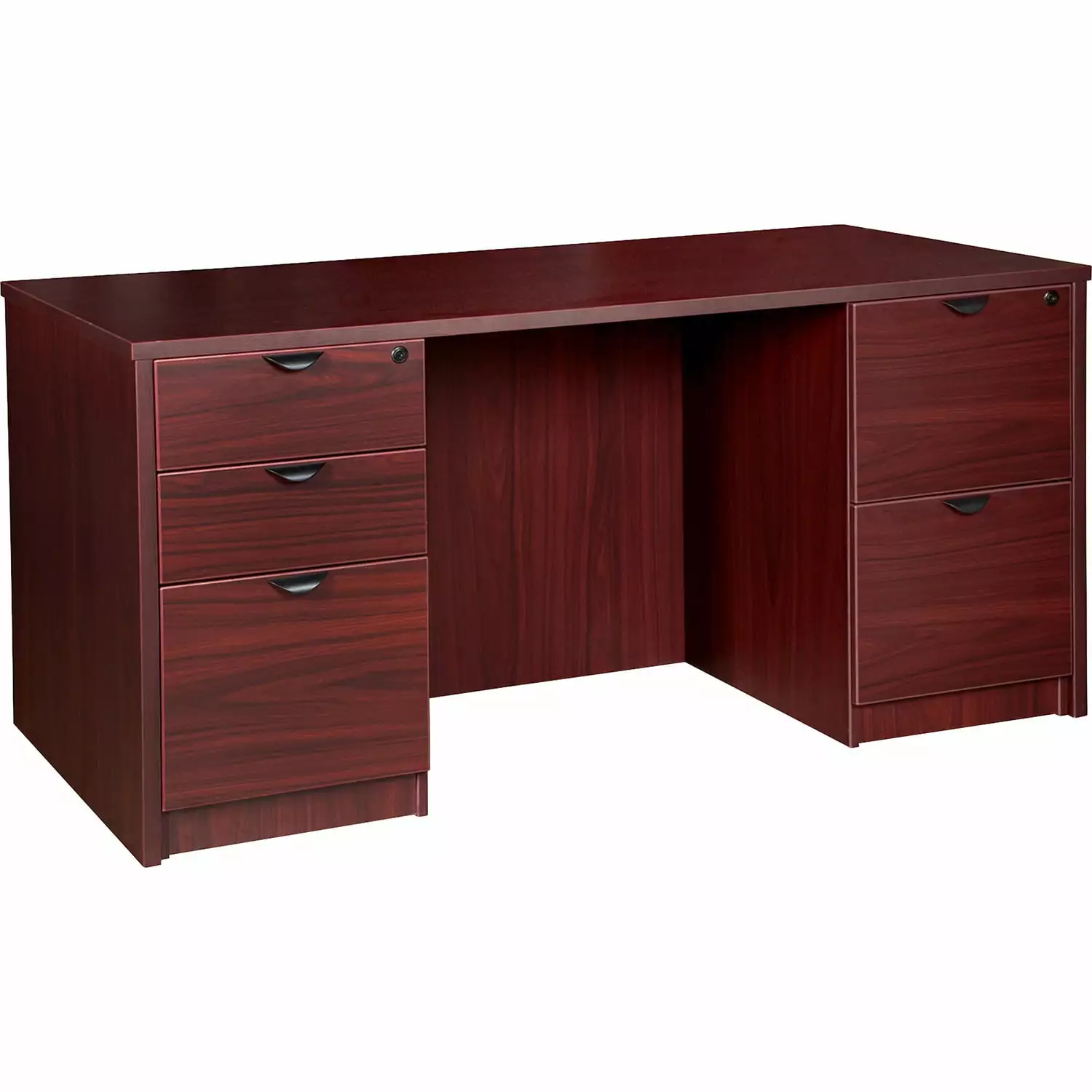 Lorell Prominence 2.0 66 Inch Double-Pedestal Computer Desk Mahogany