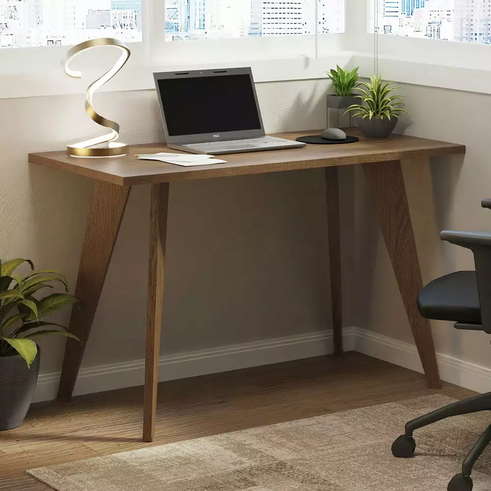 Madesa Modern Office Desk 47 Inch Computer Home Table Utility Study Workstation Brown