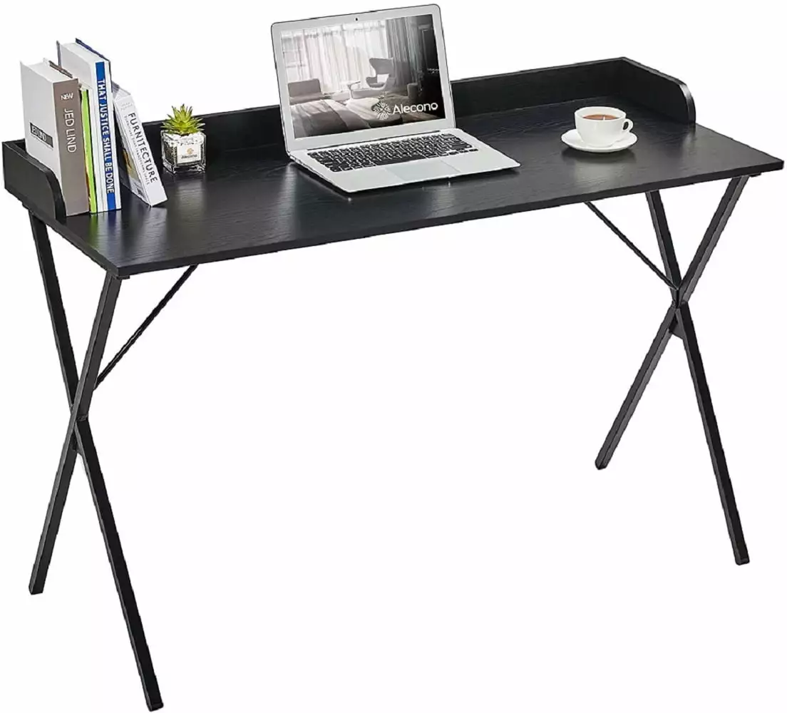 Modern Computer Desk Small Spaces Metal Frame Black Mattress Furniture Supply LLC