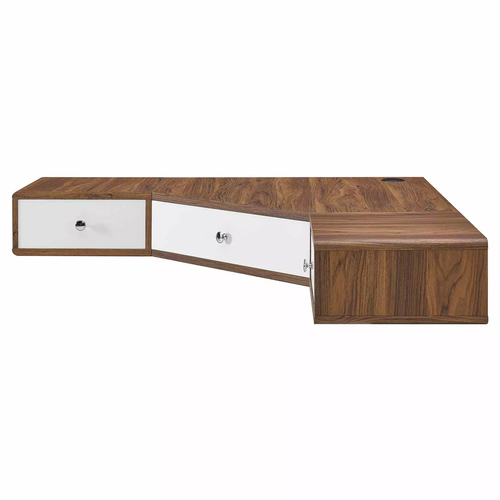 Computer Work Desk White Walnut Wood Modern Contemporary Mid Century Home Business Office Furniture