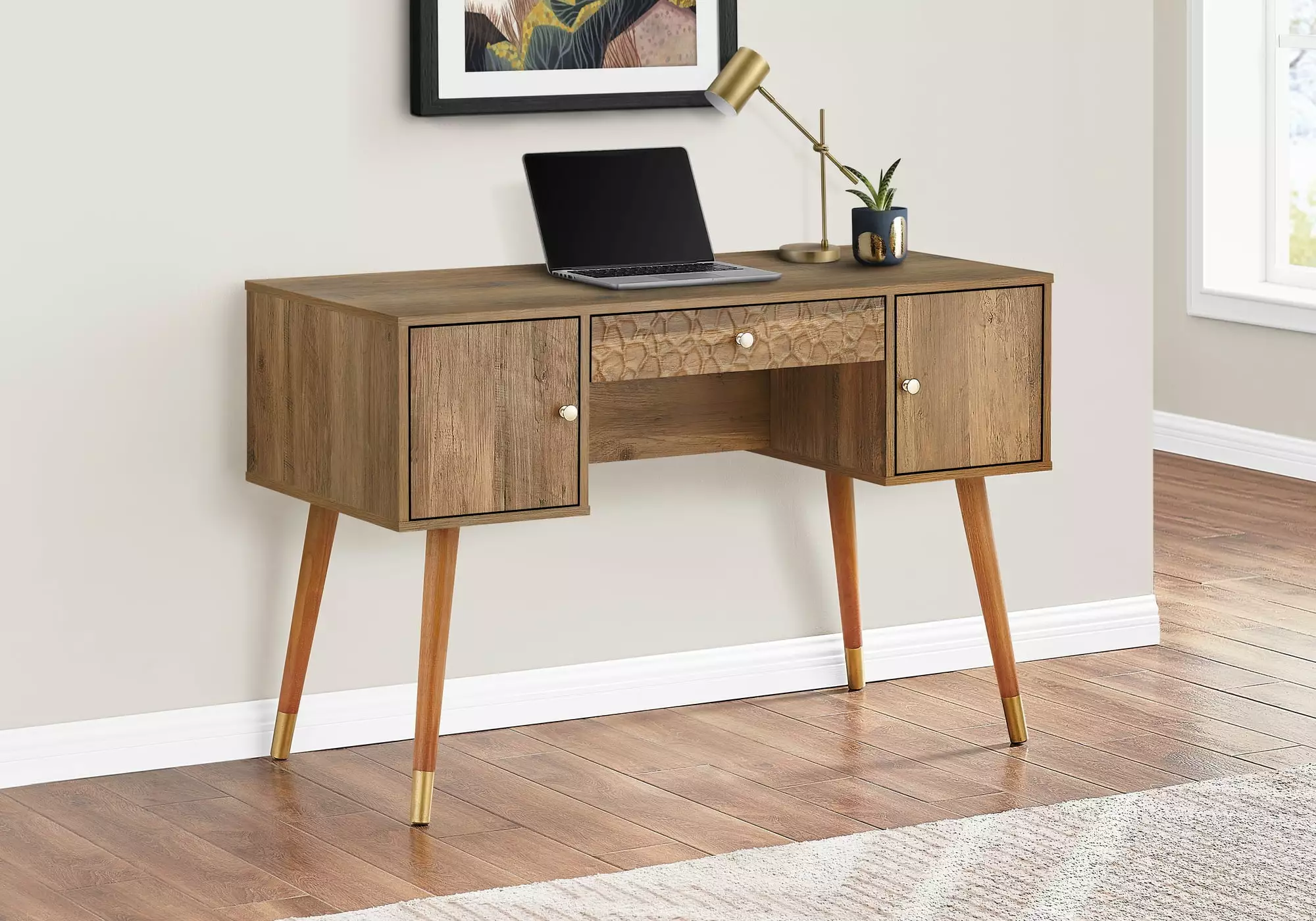 Monarch Specialties Computer Desk Home Office Laptop Storage Drawers 48L Work Walnut Laminate