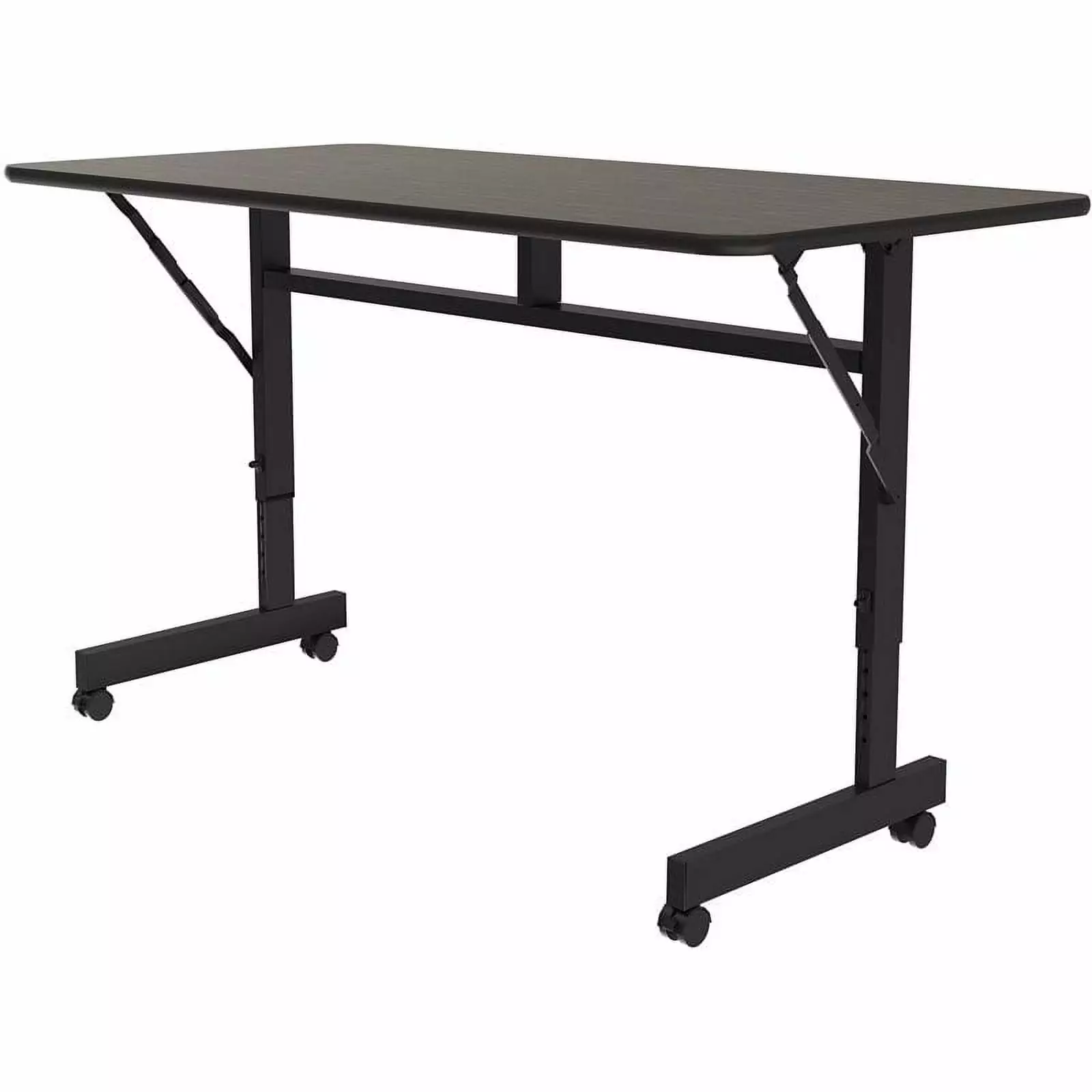 Pemberly Row 24W x 48D Walnut Contemporary Metal and Wood Flip Top Table