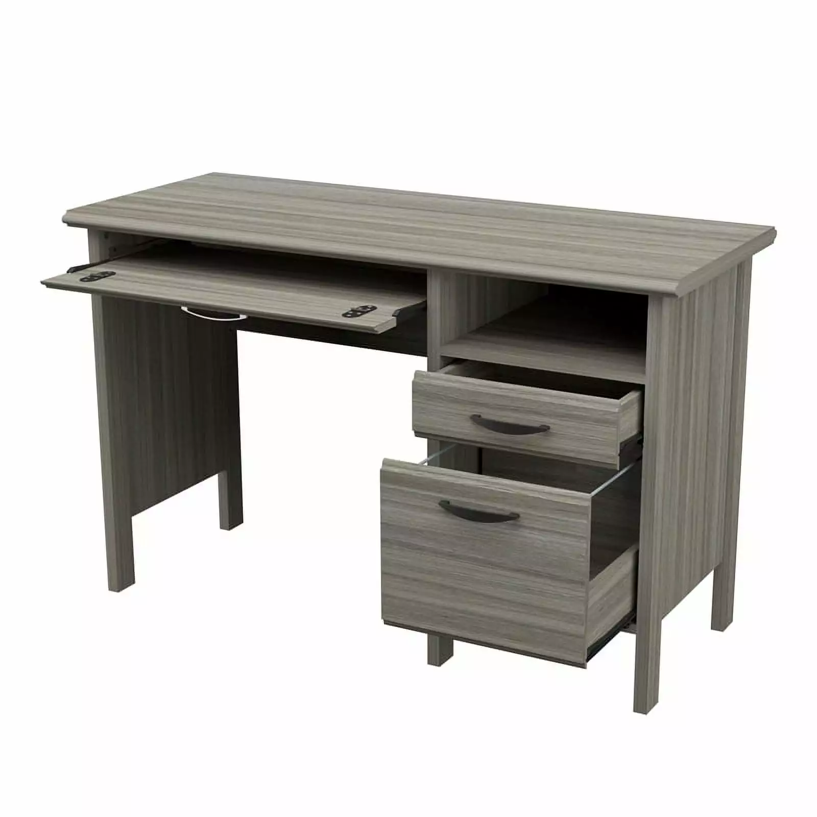 Pemberly Row 2-Drawer Engineered Wood Computer Desk Gray Smoke Oak