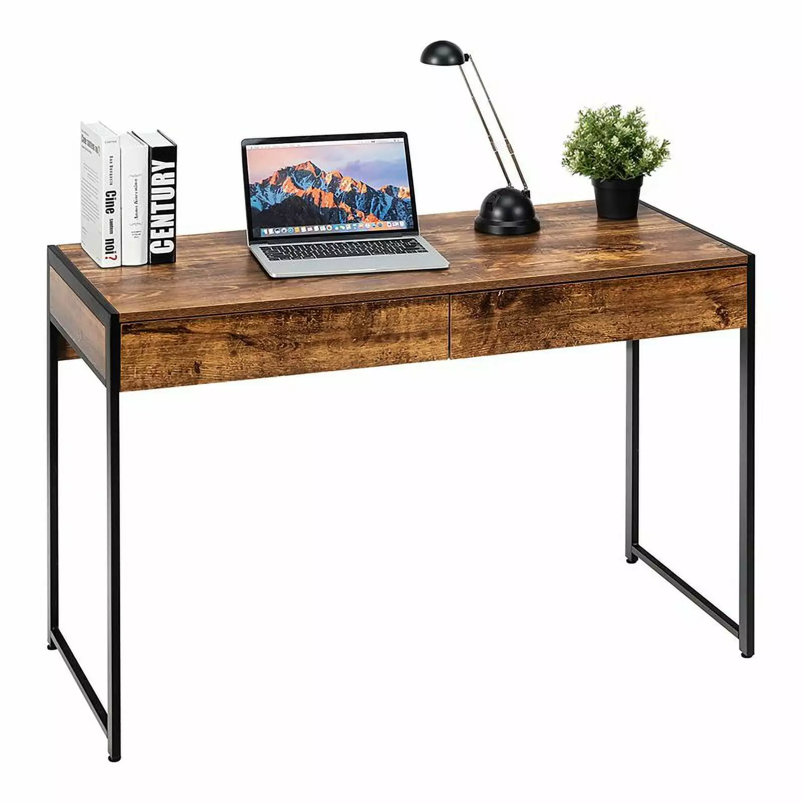 Pemberly Row 2-drawer Engineered Wood Computer Desk Antique Brown Home Office Desk