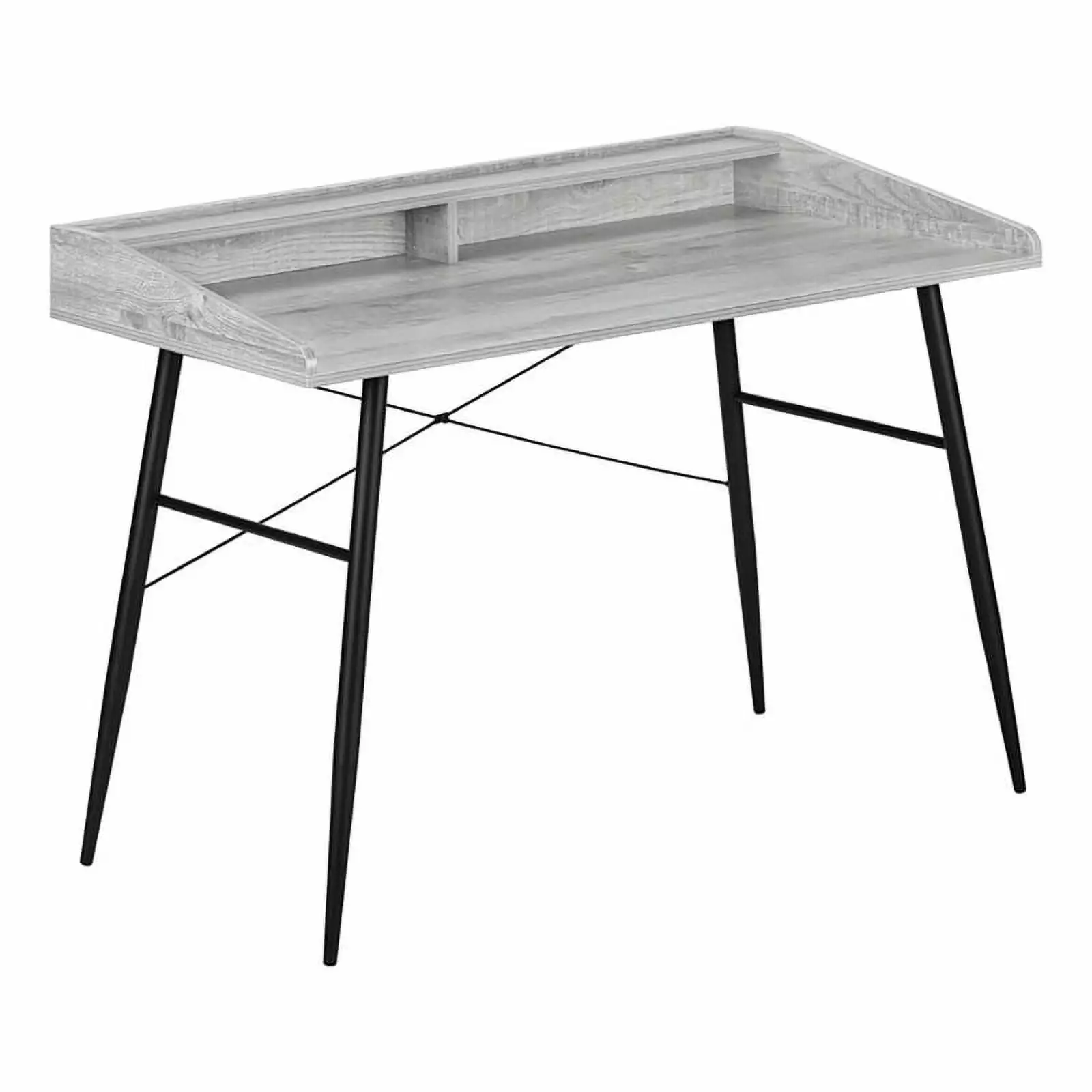Pemberly Row 47.25 Inch Contemporary Wood Computer Desk Small Hutch Gray