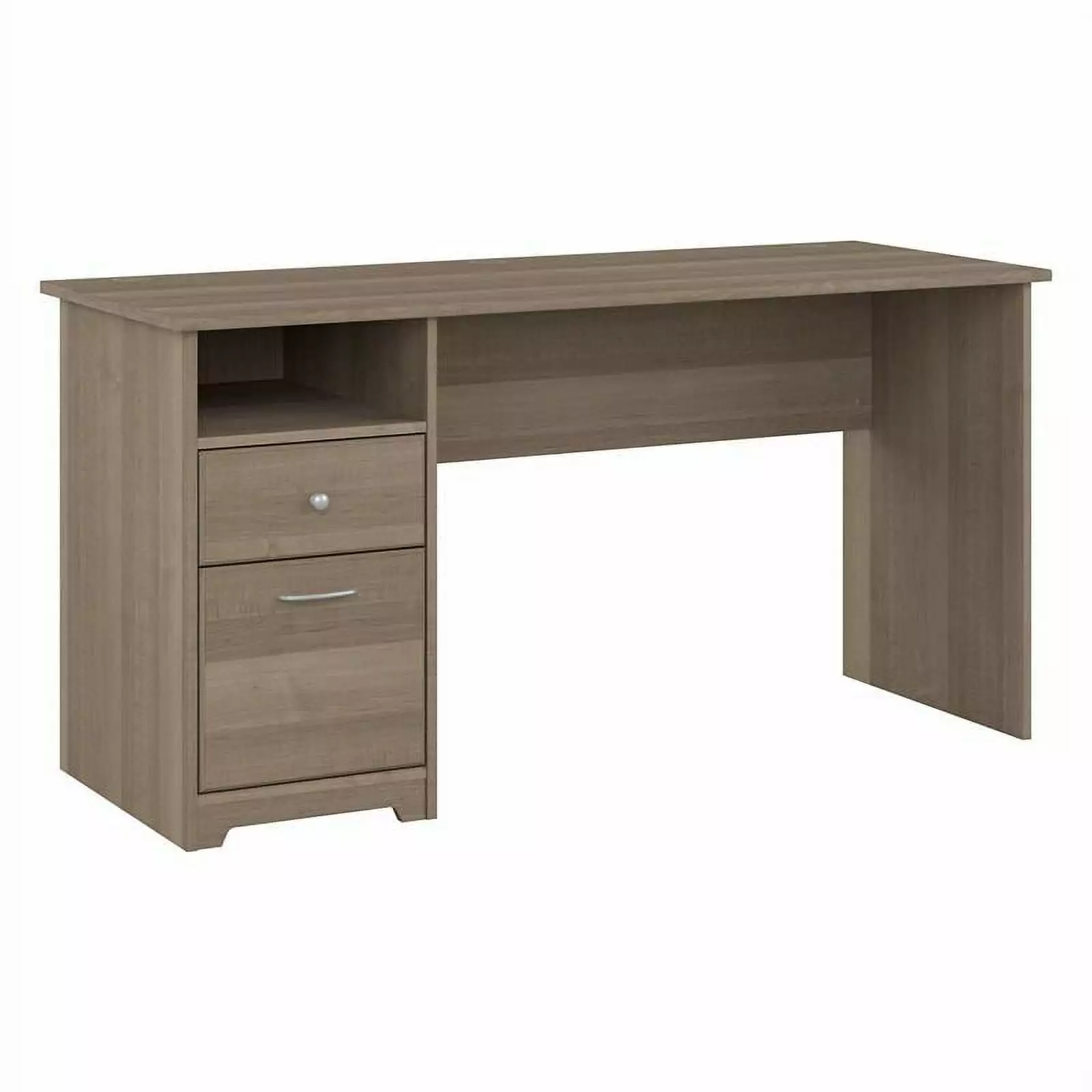 Pemberly Row 60W Computer Desk Drawers Ash Gray Engineered Wood