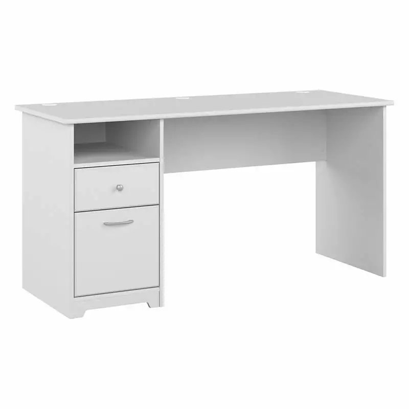 Pemberly Row 60W Computer Desk Drawers White Engineered Wood