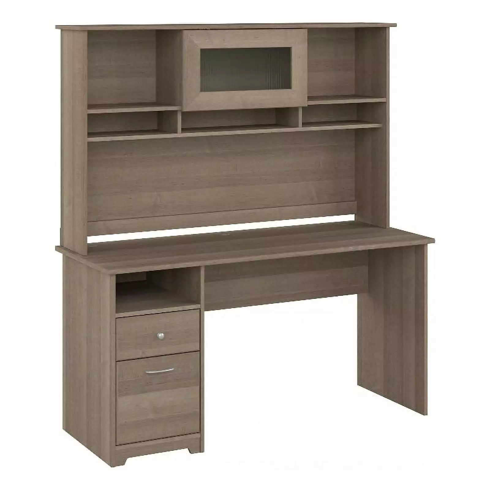 Pemberly Row 60W Computer Desk Hutch Ash Gray Engineered Wood Home Office Desk