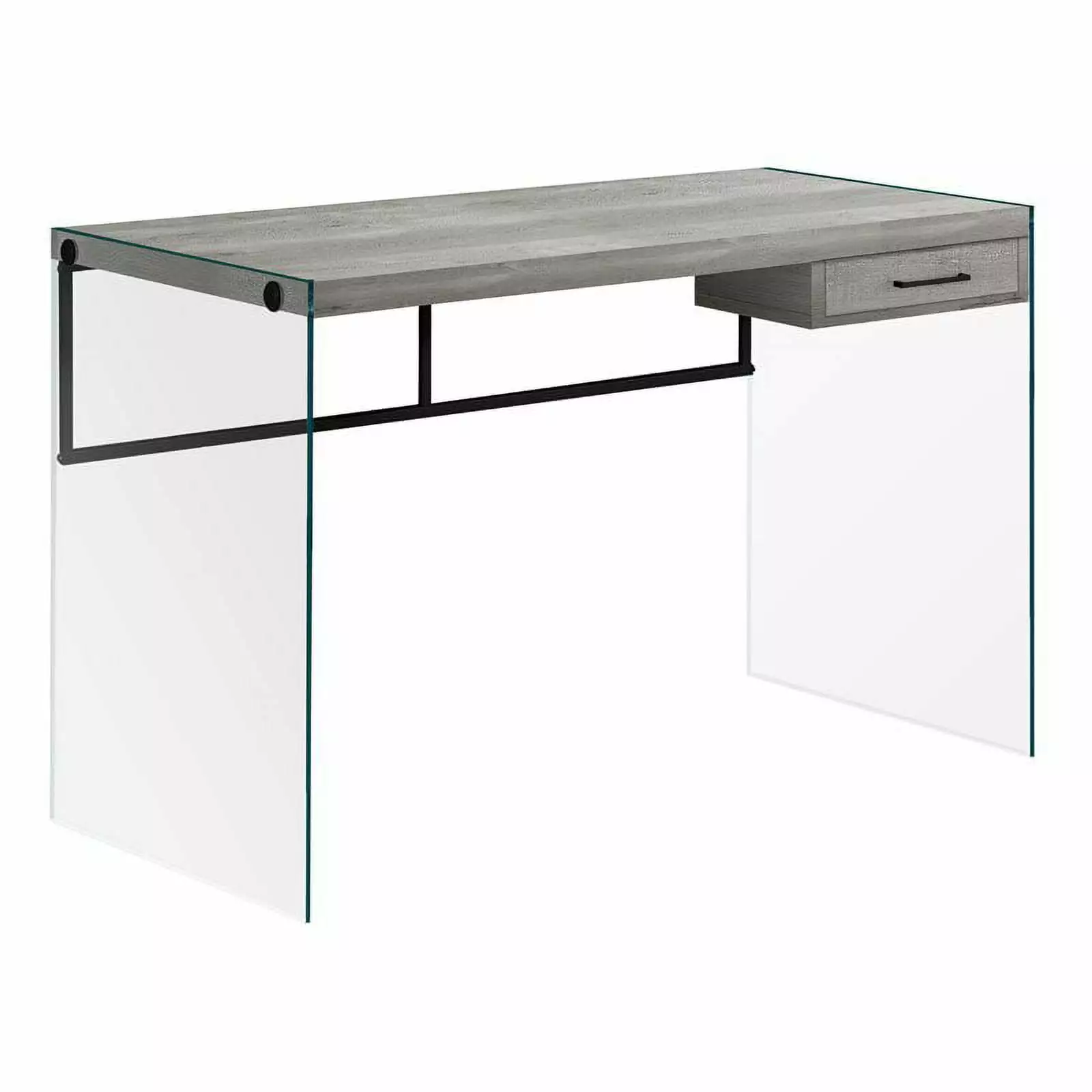 Pemberly Row Computer Desk Home Office Laptop 48L Work Tempered Glass Gray - Sleek Modern Desk
