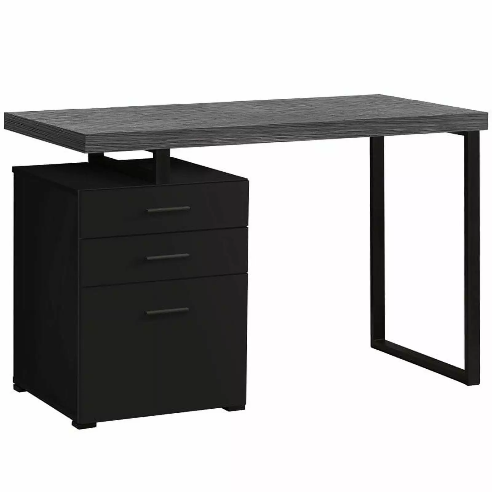 Pemberly Row Computer Desk Home Office Laptop Storage Drawers 48L - Metal Black