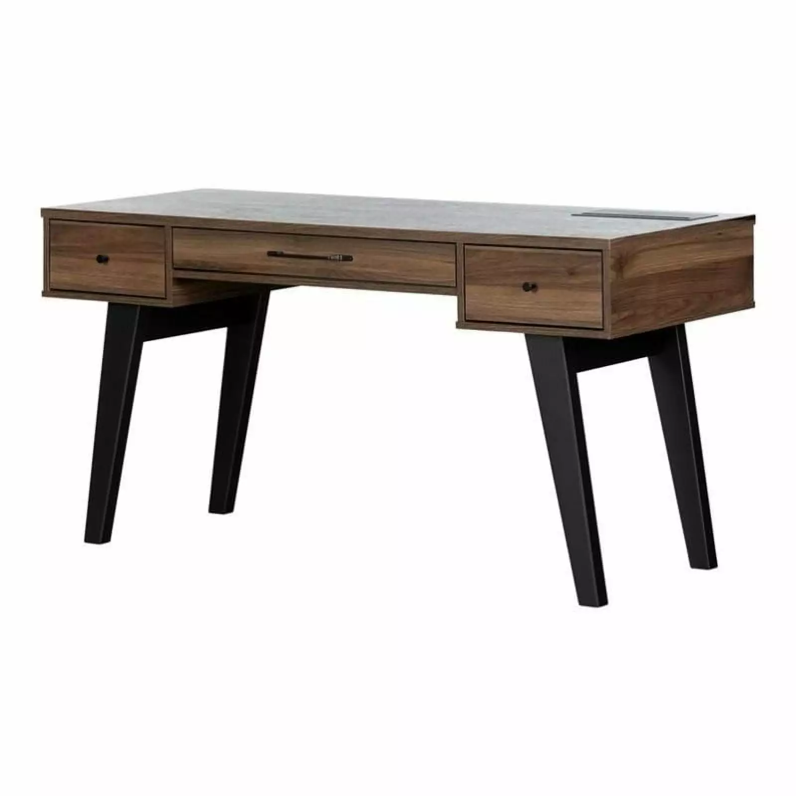 Pemberly Row Computer Desk Power Bar Natural Walnut