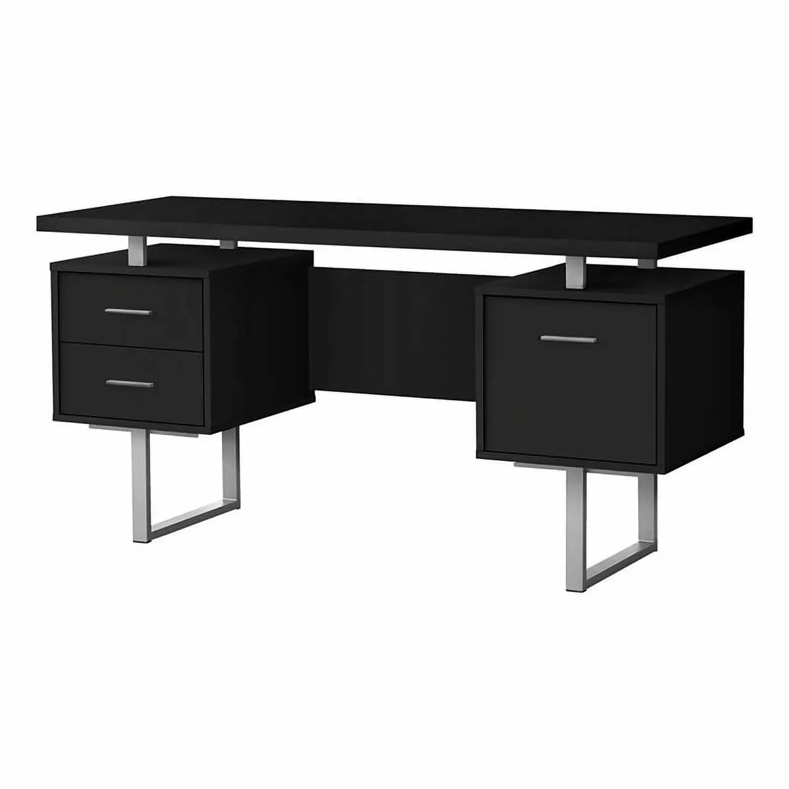 Pemberly Row Contemporary Black Reversible Floating Computer Desk