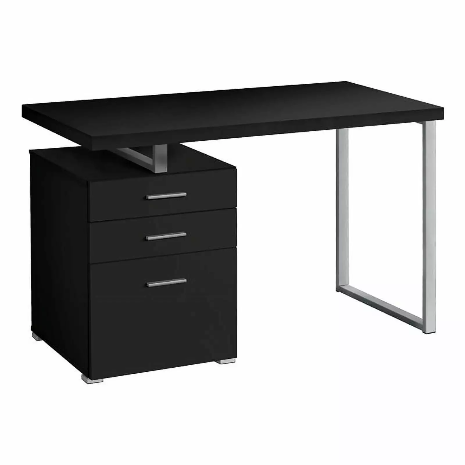 Pemberly Row Contemporary Wood Reversible Pedestal Computer Desk Black
