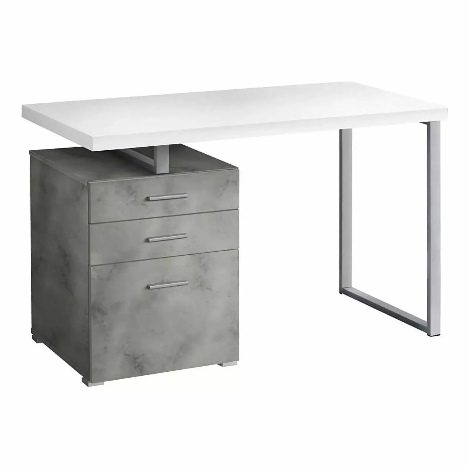 Pemberly Row Contemporary Wood Reversible Pedestal Computer Desk Gray