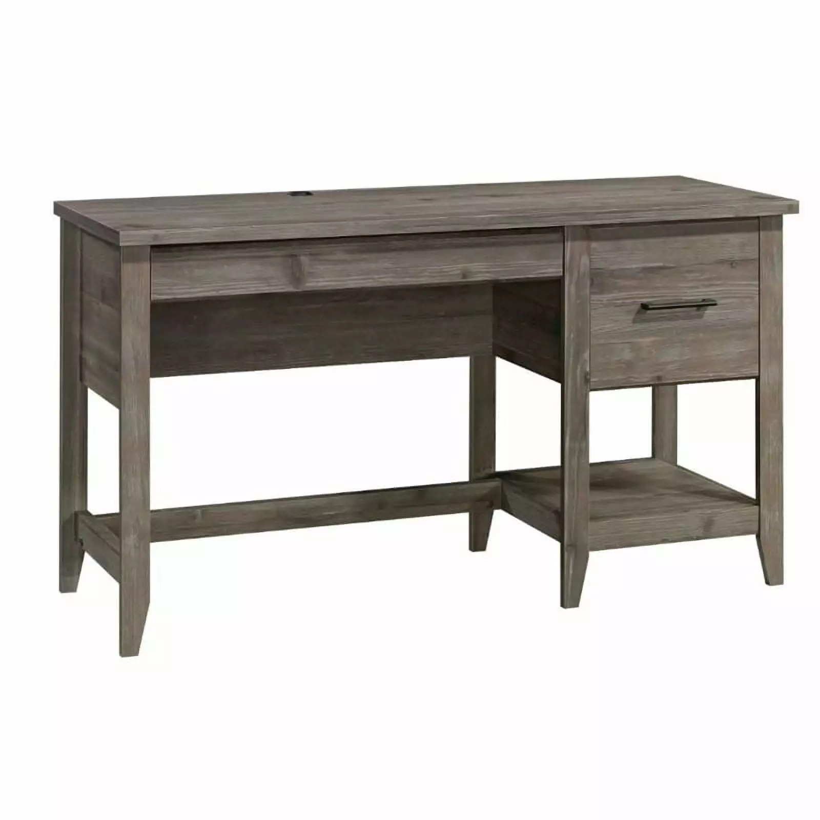 Pemberly Row Engineered Wood Single Pedestal Desk Pebble Pine Home Office Desk