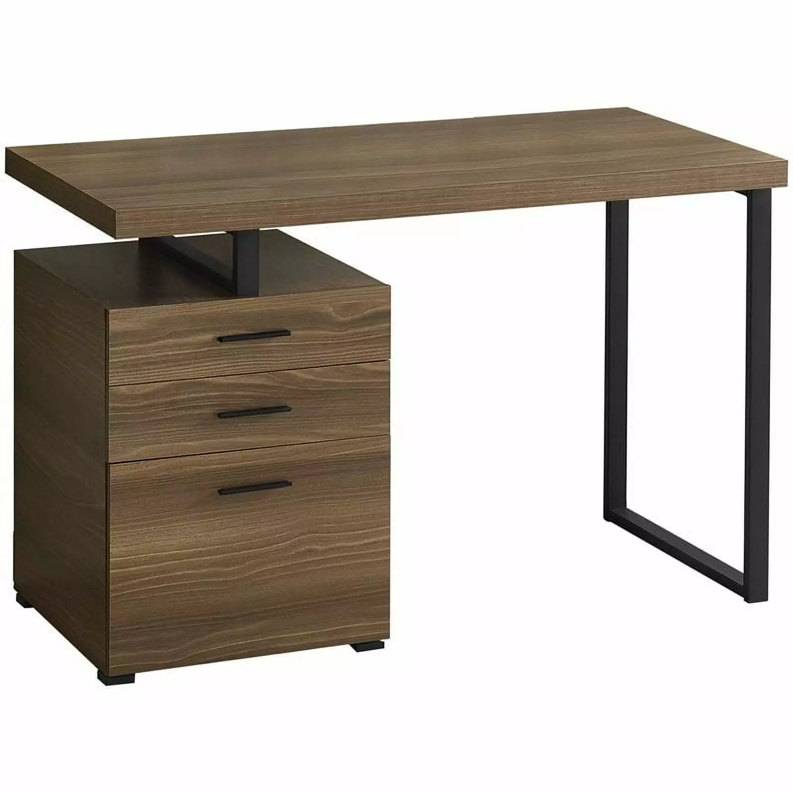 Pemberly Row Reversible Walnut and Black Pedestal Computer Desk - Versatile Design