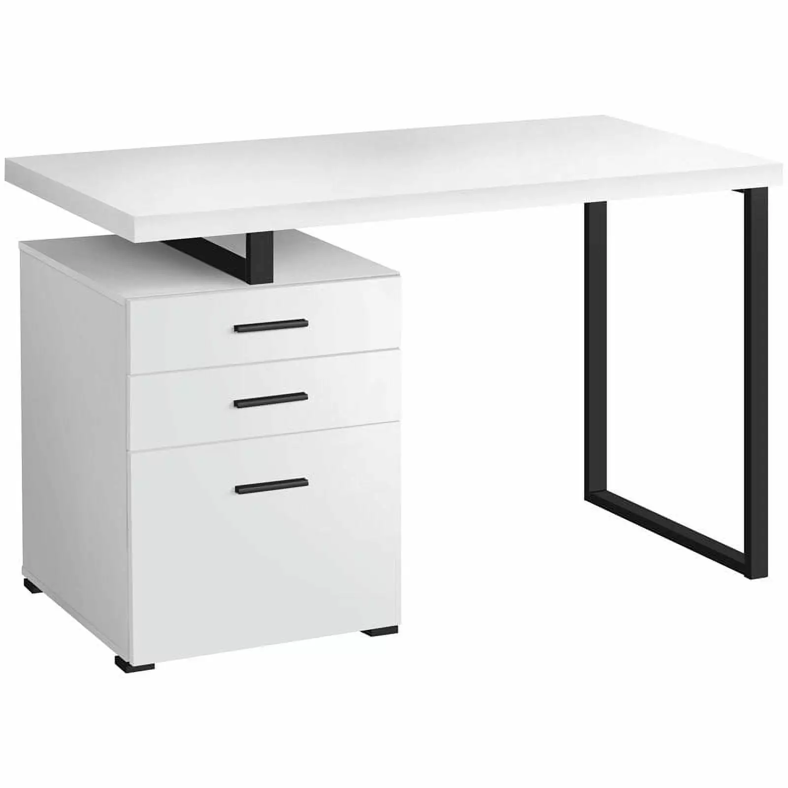 Pemberly Row Reversible White Black Wooden Pedestal Computer Desk