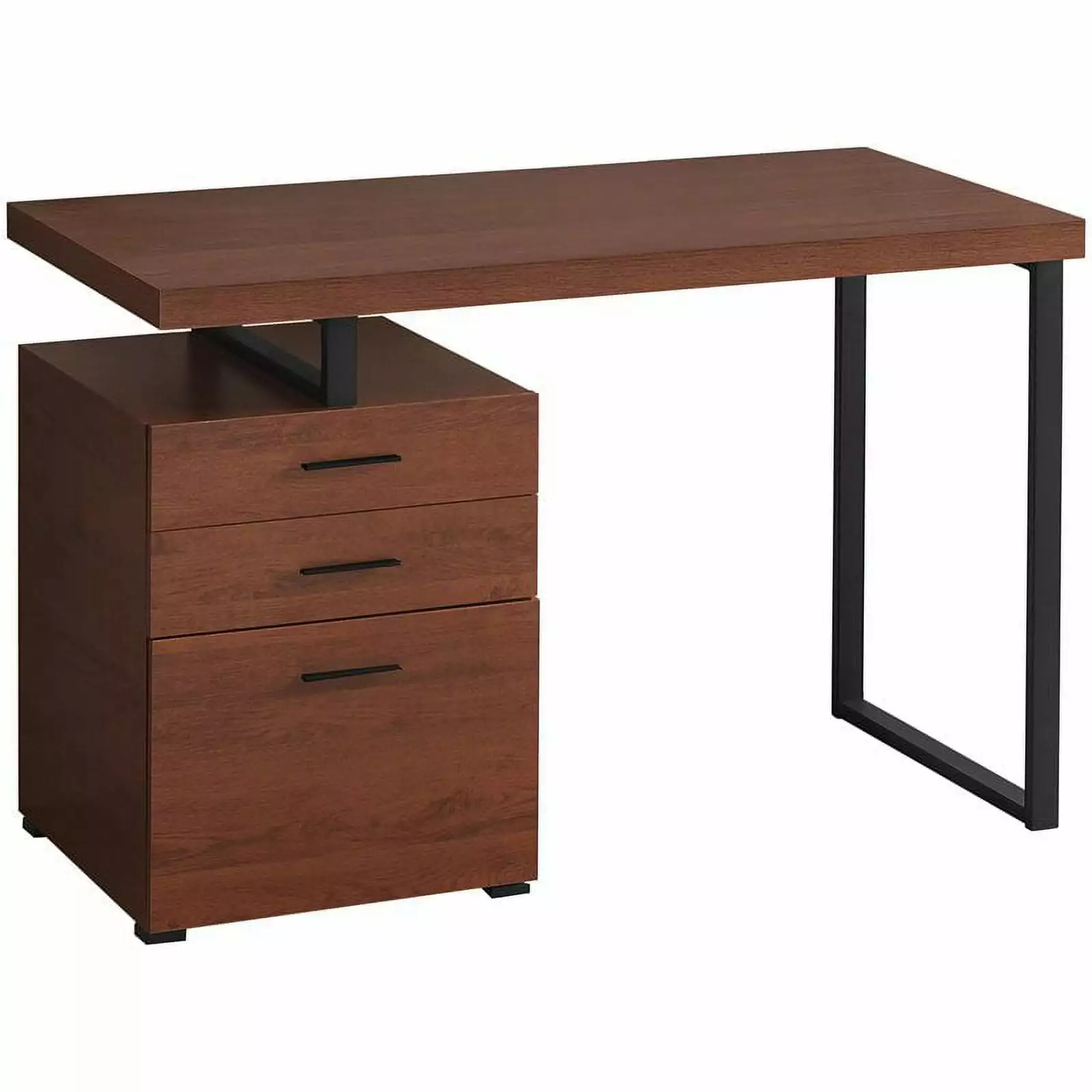 Pemberly Row Reversible Wooden Pedestal Computer Desk Cherry and Black