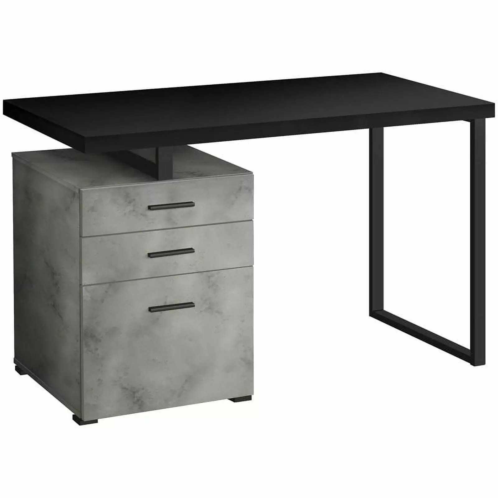 Pemberly Row Reversible Wooden Pedestal Computer Desk Black Gray Modern Office Desk