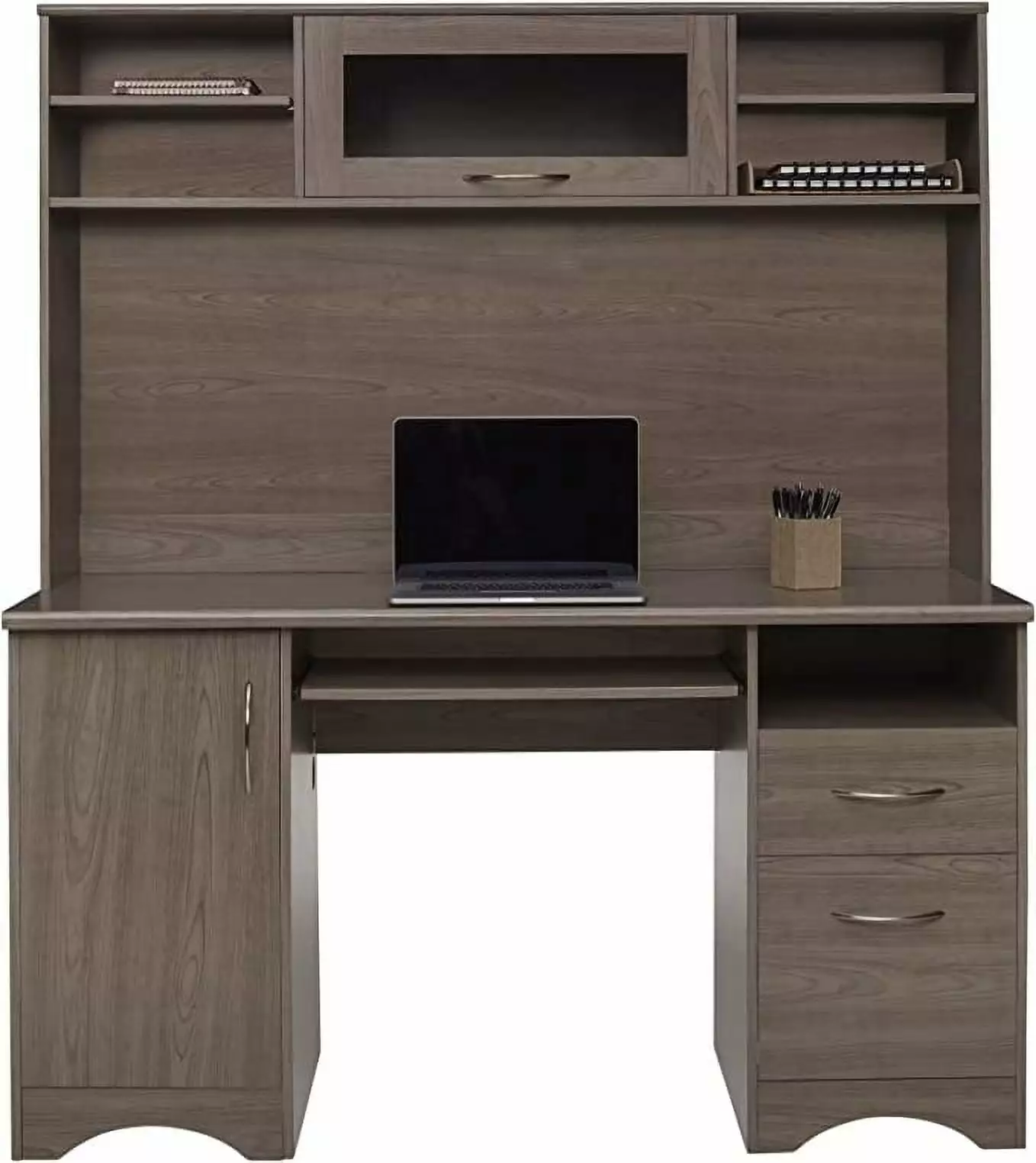 Open Box Realspace Pelingo 56 W Desk Gray Hutch Home Office