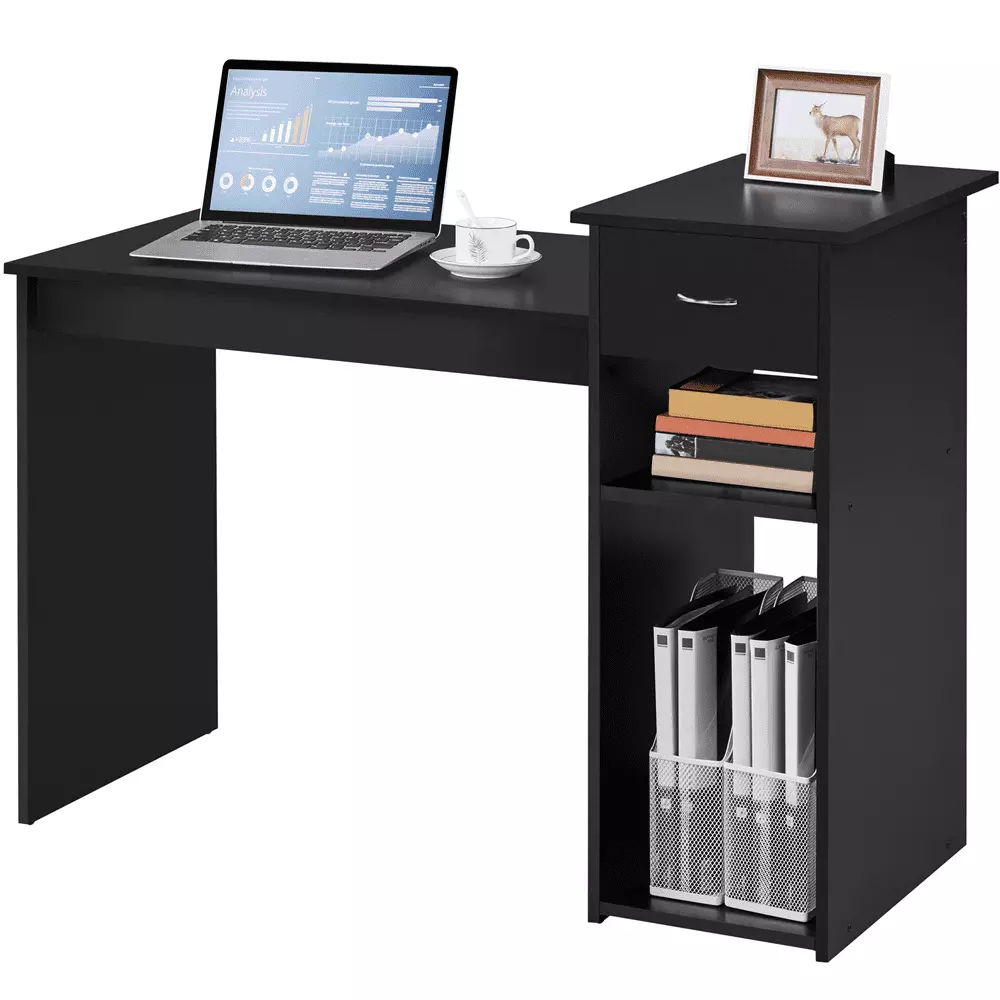 Renwick Black Home Office Computer Desk Storage Drawer